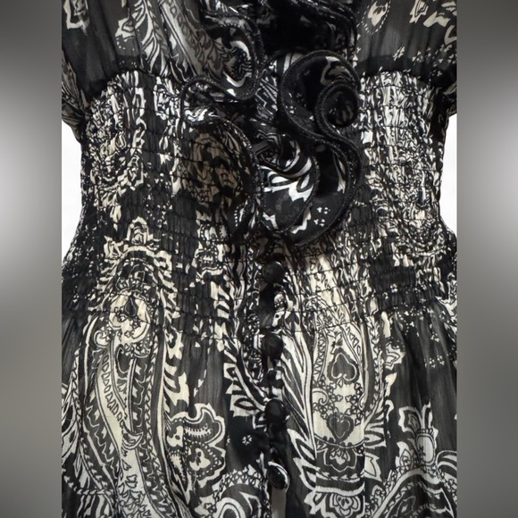 grass collection Black & White Sheer Paisley Halter Blouse - Picture 5 of 5